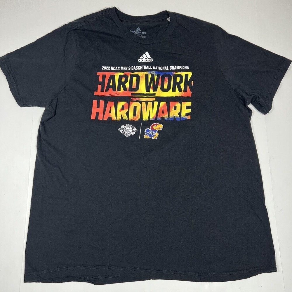 Adidas Kansas Jayhawks 2022 NCAA Basketball National Champions T-Shirt Size XL